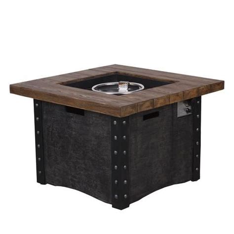 Brand Name Backyard Creations Features 50,000 BTU max heat output Push and turn ignition with variable flame adjustment Steel frame construction with Teslin base Burner cover included to convert to coffee table when not in use Lava rocks included Runs on 20 lb propane tank (not included) Optional Accessories Specifications Product Type. . Backyard creations monroe fire table